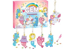 NANZHOO Diamond Art Kits for Kids, Arts and Crafts for Kids Ages 8-12, 5D Gem Art Kits 6 Pcs Double Sided DIY Diamond Art Painting Kit, Make Your Own GEM Keychains, Gift for Girls & Boys 4-8 8-12