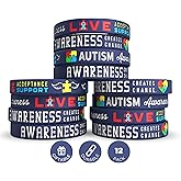 Inkstone (12-pack) Autism Awareness Bracelets - Wholesale Bulk Pack of 1 Dozen Silicone Wristbands in Adult Unisex Size…