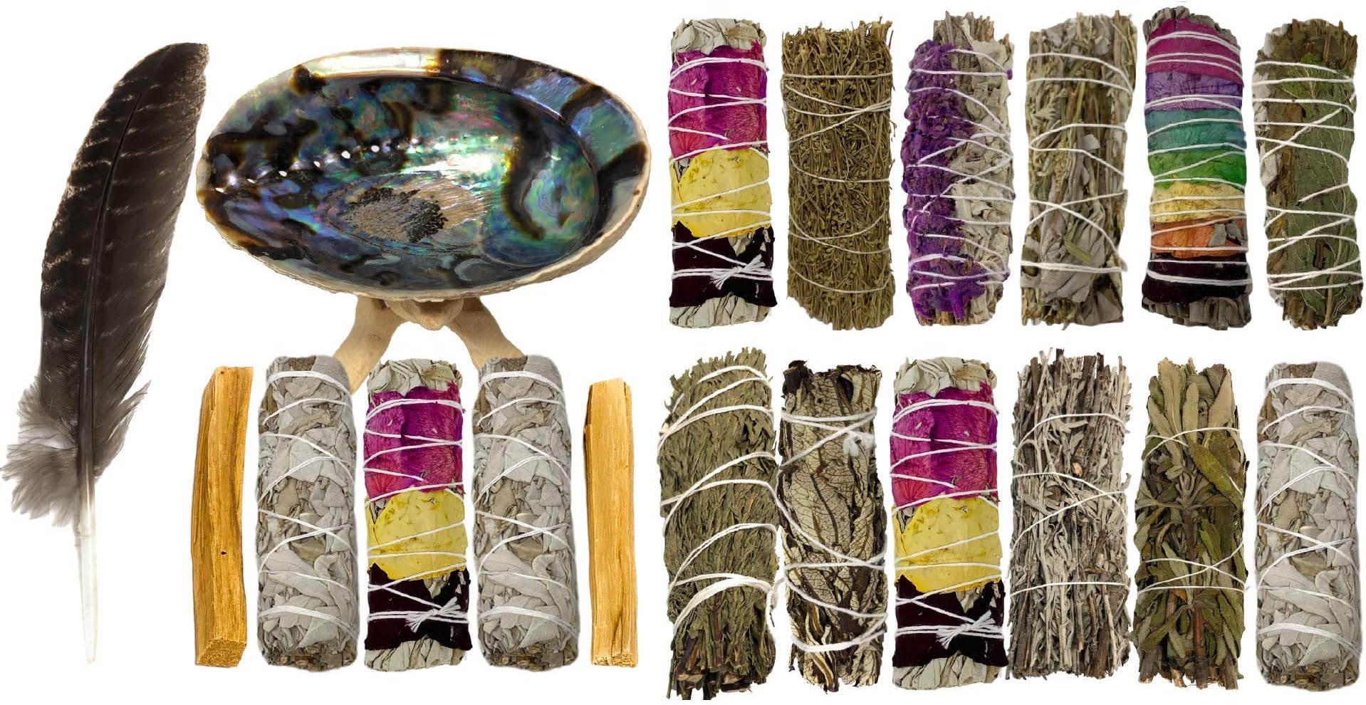 Sage Incense Sticks for Cleansing - White Sage Smudge Sticks for Cleansing - Smudging Kit - Palo Santo Sticks - Abalone Shell for Smudging - Smudging Feather - Sage for Cleansing Negative Energy