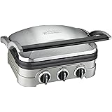 Cuisinart GR-4NP1 5-in-1 Griddler, 13.5"(L) x 11.5"(W) x 7.12"(H), Silver With Silver/Black Dials