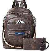 LATMAP Backpack Purse for Women Laptop Backpack, Leather Travel Backpack Shoulder Bag Teacher College Daypack Work Handbag fits 14" Laptop-Coffee