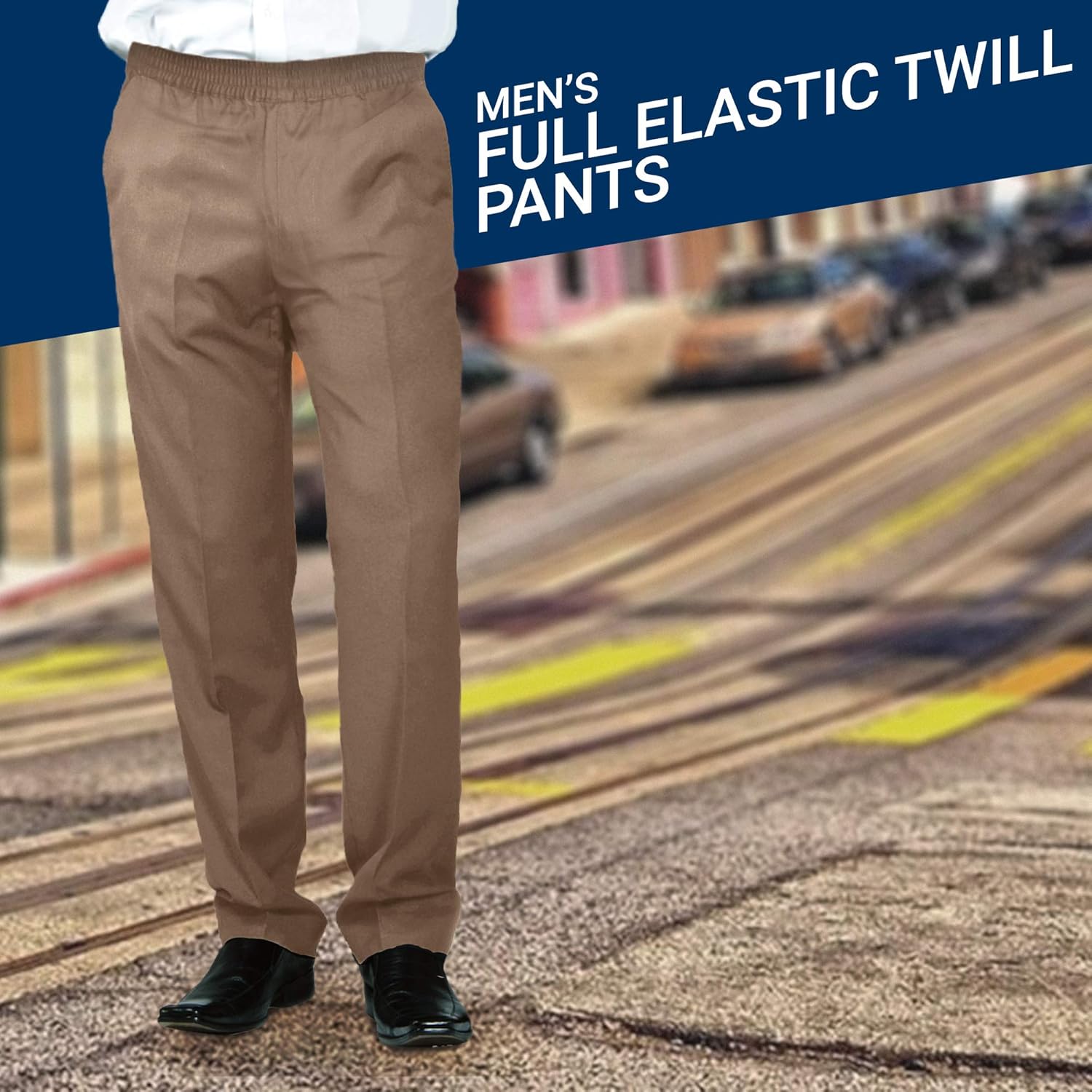 Pembrook Men's Full Elastic Waist Twill Casual Pant at  Men’s Clothing store