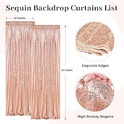 PartyDelight Sequin Backdrop Curtains Rose Gold 2FT