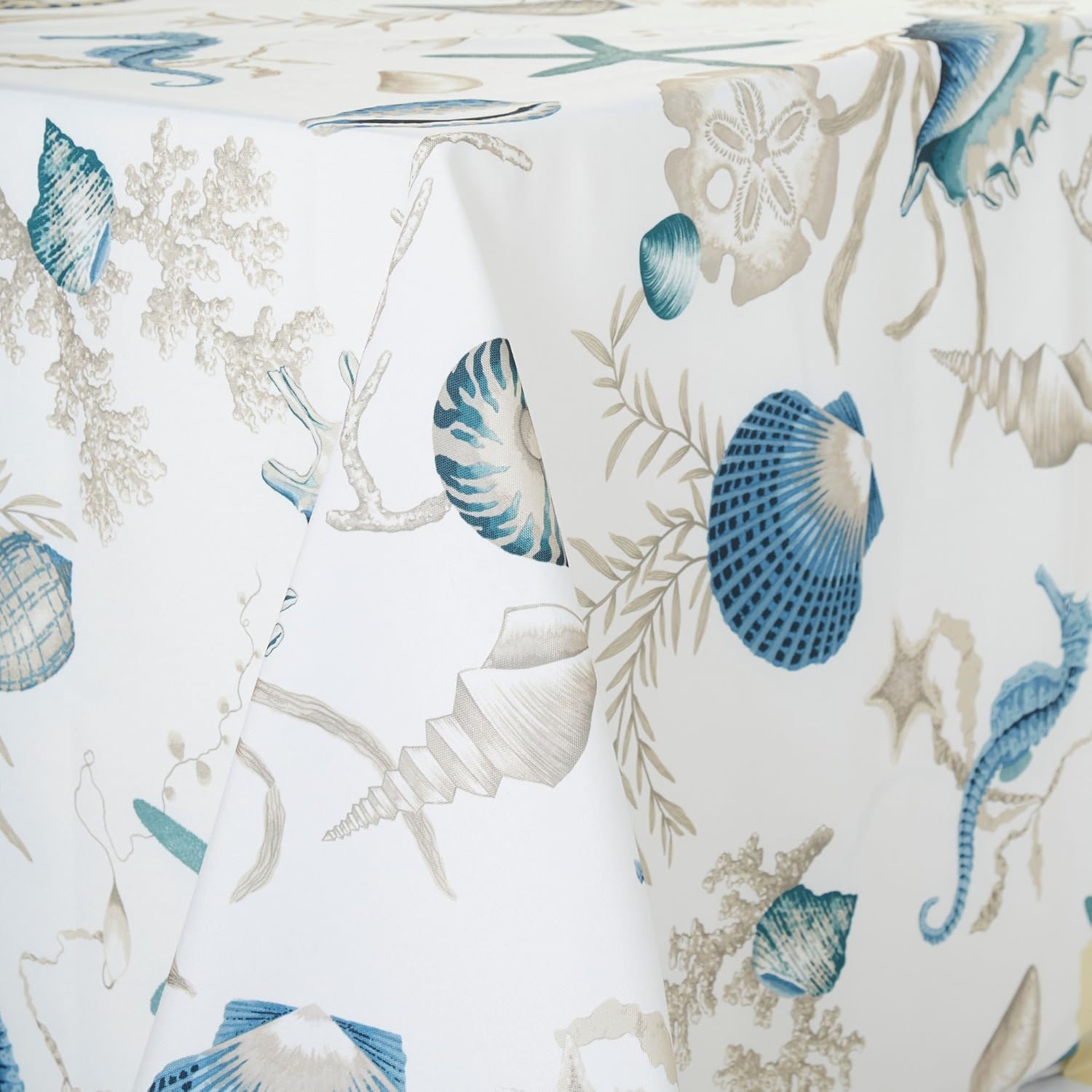 Benson Mills Under The Sea Tablecloth 60'' X 104'' Oblong White multi Home & Kitchen