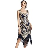 BABEYOND 1920s Flapper Dress Long Fringe Gatsby Dress Roaring 20s Sequin Beaded Dress