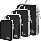 4-Piece Packing Cube Set - Lightweight Luggage Organizers for Travel, Vacation and Suitcases - Durable Accessories with Compression
