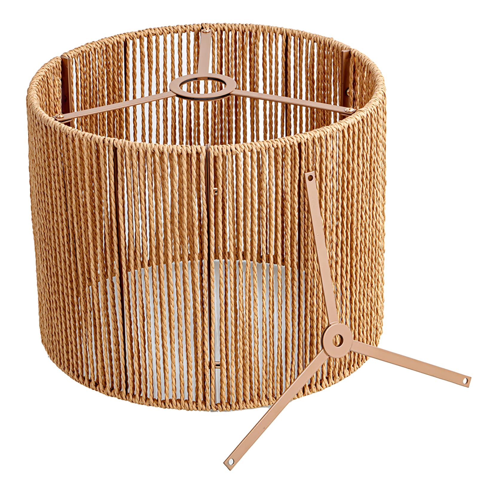 Photo 1 of Boho Rattan Drum Lamp Shades, Wicker Lampshade Replacement for Table Lamps, Floor Lamps, Bedside Lamps, Pendant Lamps, 12.6” Diameter?Includes 2 Top Rings (Spider Fitter & UNO Fitter)