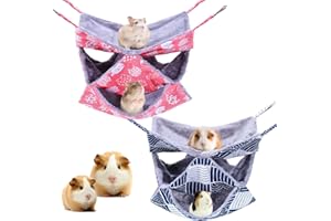 XINRUI 2 Pcs Guinea Pig Cage Accessories,Ferret Rat Hammock,13.7x13.7 Inches,Pet Cage Hanging Bunkbed Hammock for Small Animals, Guinea Pig, Ferret, Kitten, Squirrel, Chinchilla, Rat, Parrot