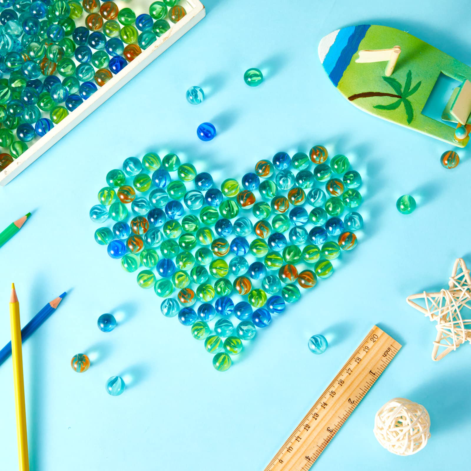 Sotiff 1000 Pieces Marbles Bulk Cats Eyes Glass Marbles Color Mixing 0.55 Inch Solid Round Glass Marble for Kids Slingshot DIY Home Decoration Chinese Checkers Game(Classic)