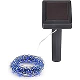 Solar Powered String Lights, 100 LED Copper Wire Lights, Waterproof Starry String Lights, Indoor/Outdoor Solar Decoration Lights For Gardens, Patios, Homes, Parties: 20 ft, Blue