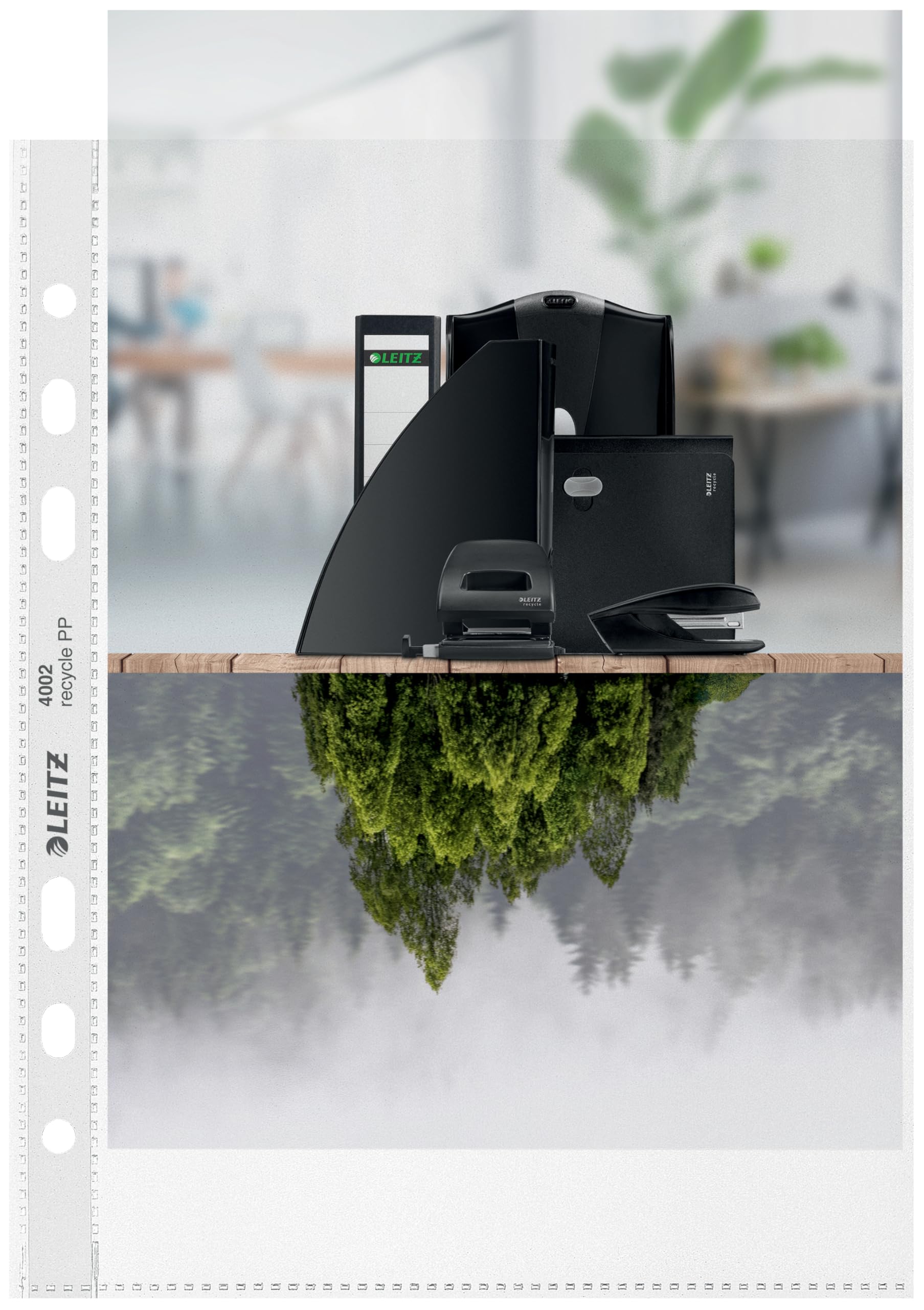 Leitz A5 Pockets, Pack of 25, Punched Plastic Sleeves, Embossed Mat Surface, 100 Micron Thick, 100% Recyclable, Eco Friendly, Recycle Range, 40020003, Clear