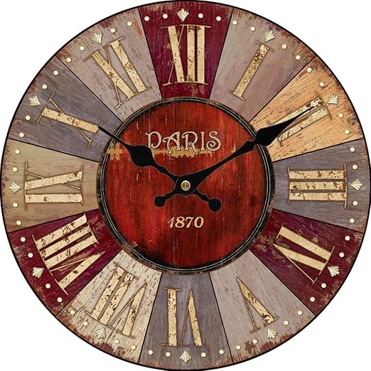 Amazon Com Upuptop Vintage Paris Country Wood Indoor Wall Clock