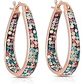 Savlano Inside Out Oval Shape Crystal Hoop Earrings For Women Comes With Savlano Gift Box