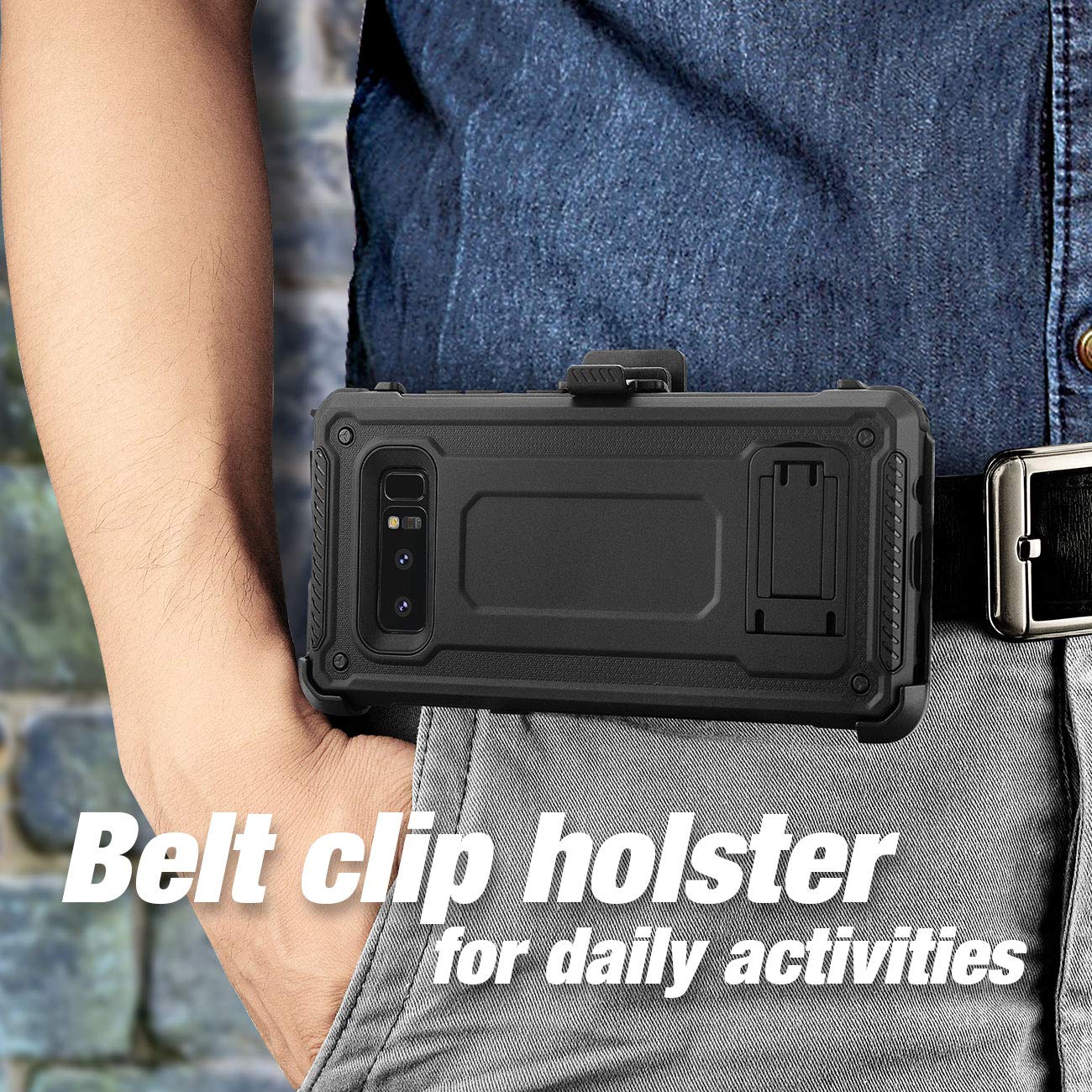 Galaxy Note 8 case, eSamcore Full Body Protection Shockproof Case Cover with Rugged Heavy Duty Holster Clip Kickstand [WITHOUT Built-in Screen Protector] for Samsung Note 8 2017 [BLACK]