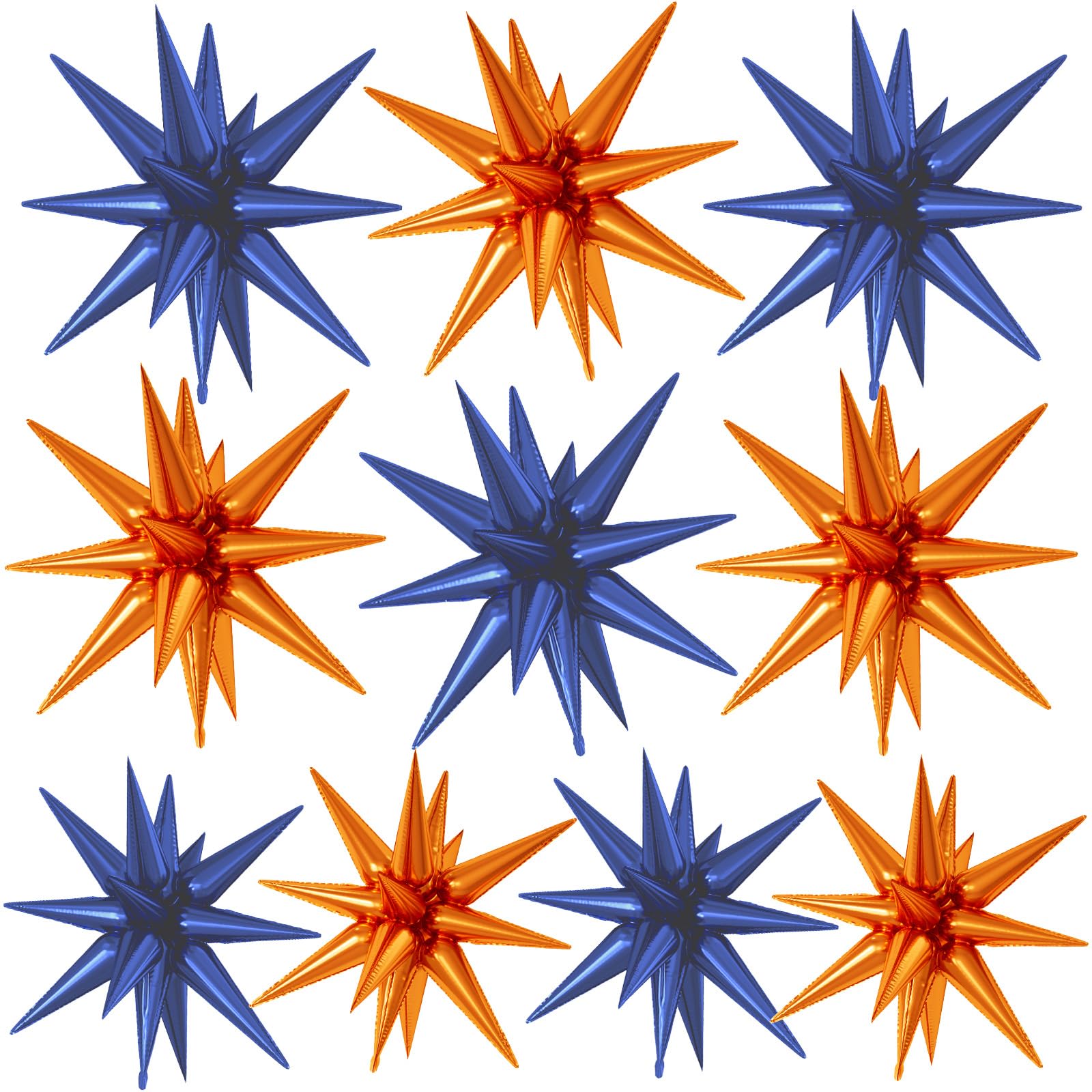 Photo 1 of 10PCS 22Inch Star Explosion Foil Balloons, Large Blue Orange Balloon Spike Cone Colorful Star Balloons for Birthday, Graduation, Wedding & Party Decorations