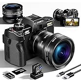 Digital Cameras for Photography with WiFi&App Control, Ture 4K&48MP Vlogging Camera for YouTube,Compact,16X Zoom Autofocus, Anti-Shake for Entry-Level User, Beginners, Macro&Wide Lens-32GB Card(Black)