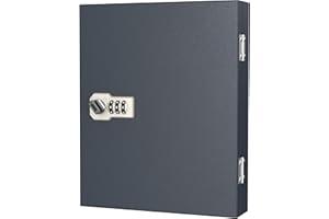 PAOFIN Key Box with Combination Lock, Key Box Wall Mount with 24 Hooks, Key Lock Box with 24 Tags, Key Organizer for Car Dealer，Valet Parking. 14.1”H×12.2”W×3.9”D Carbon Gray