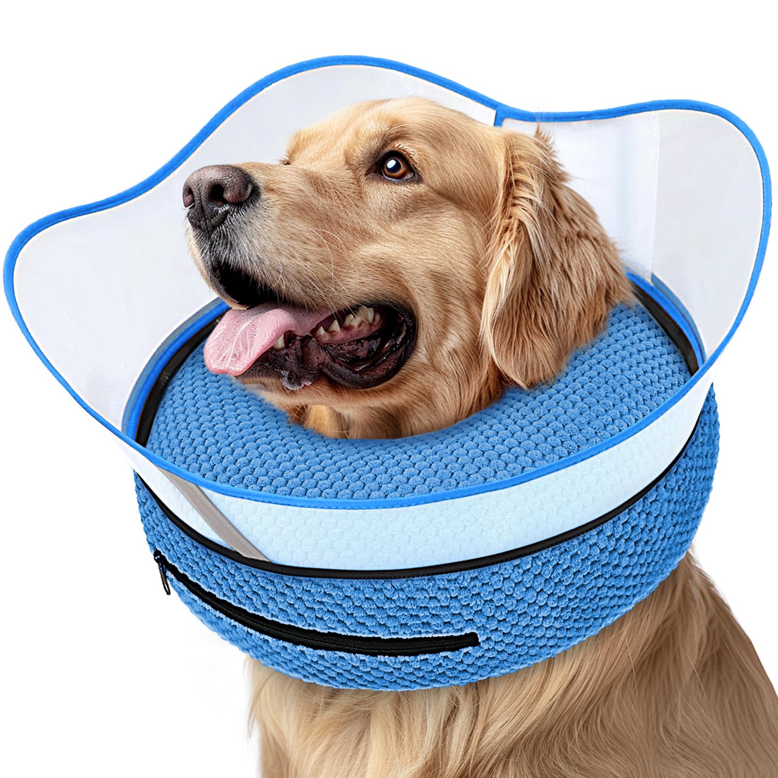 Photo 1 of Supet Raised Inflatable Dog Cone Alternative Collars for After Surgery, Dog Donut Collar After Surgery, Soft Pet Cone for Medium Dogs to Stop Licking