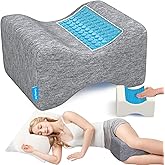 ComfyInLove Knee Pillow for Side Sleepers with Cooling Gel, Memory Foam Elevation Pillow for Spine Aligning, Sciatica, Back, Hip, Knee, Ankle Pain, Grey/Regular