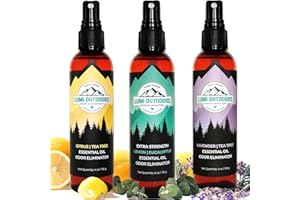 Lumi Outdoors Natural Shoe Deodorizer Spray 3 Pack Bundle - Lemon Eucalyptus, Citrus Tea Tree, Lavender Tea Tree