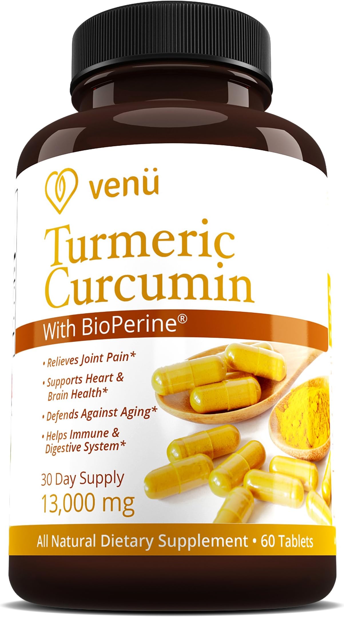 Organic Turmeric Curcumin with Bioperine – 60 Veggie Capsules [650mg] – Premium Dietary Supplement for Healthy Joints, Immune Support & Youthful Skin