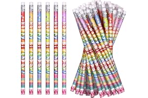 emzrivo 48 Pcs Happy Birthday Pencils Colorful Birthday Pencil for Students Teacher Wooden Pencils with Erasers Birthday Party Supplies, 6 Style(48)