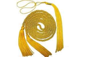 SMARINGROBOT Graduation Cords with Gold Tassels, 68 inches Braided Rope Belt for Bachelor, Master, Doctor, School Gown Decoration, 17.5IN Yellow Tassels for Crafts, Bookmark, Keychain, College Long Robe Honor Cord
