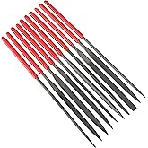 10Pcs Needle File Set Hardened Alloy Strength Steel Files- Mini Needle File Set Includes Round, Tapered Round, Half Round, Ba