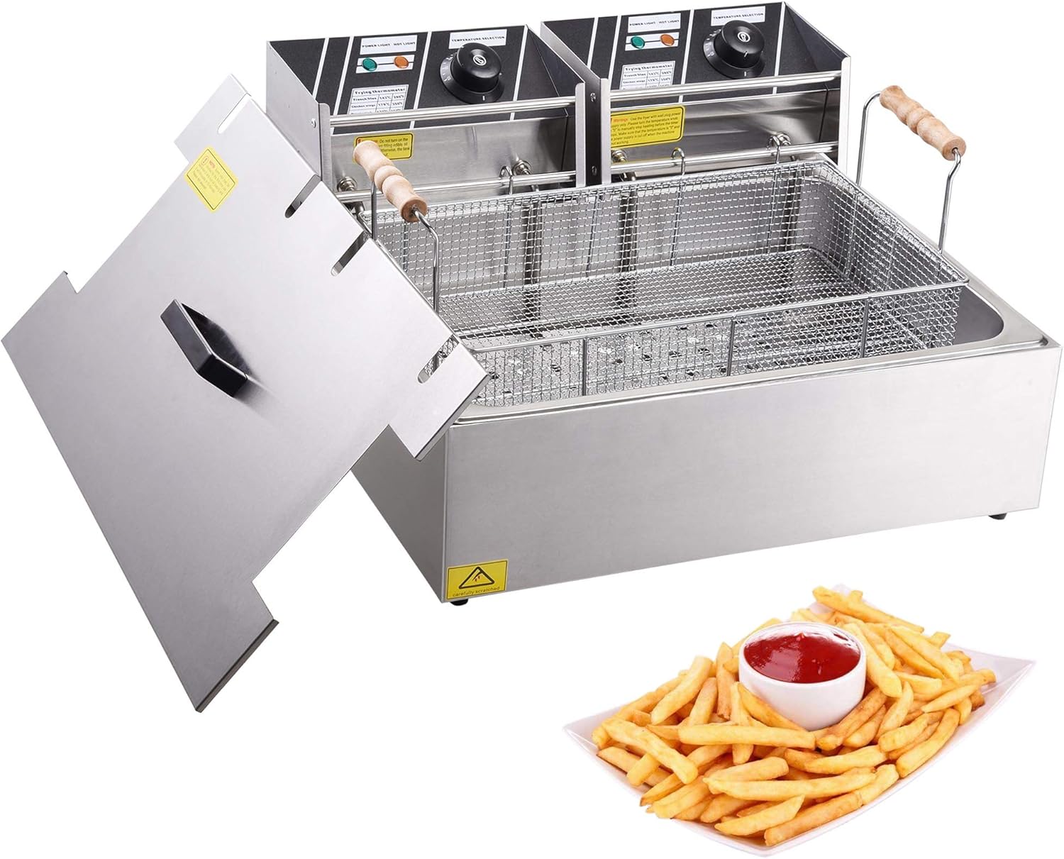 ReaseJoy 20L Commercial Electric Countertop Stainless Steel Deep Fryer Single Large Tank Basket