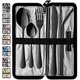 VANDBAO Portable Travel Utensils, Reusable Silverware with Case for Fixing Tableware, 9 Pieces Stainless Steel Stable Flatwar
