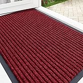 OLANLY Front Door Mat Indoor Outdoor Entrance, Waterproof Heavy Duty Doormat, Fade Resistant, Low Profile, Easy Clean Patio Porch Welcome Floor Mats for Entry, 29.5x17, Wine Red