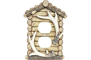 BestGiftEver Rustic Antler Wall Plate for Log Cabin Cottage - Decorative Duplex Outlets Cover Receptacle, Rustic Duplex Outlet Cover