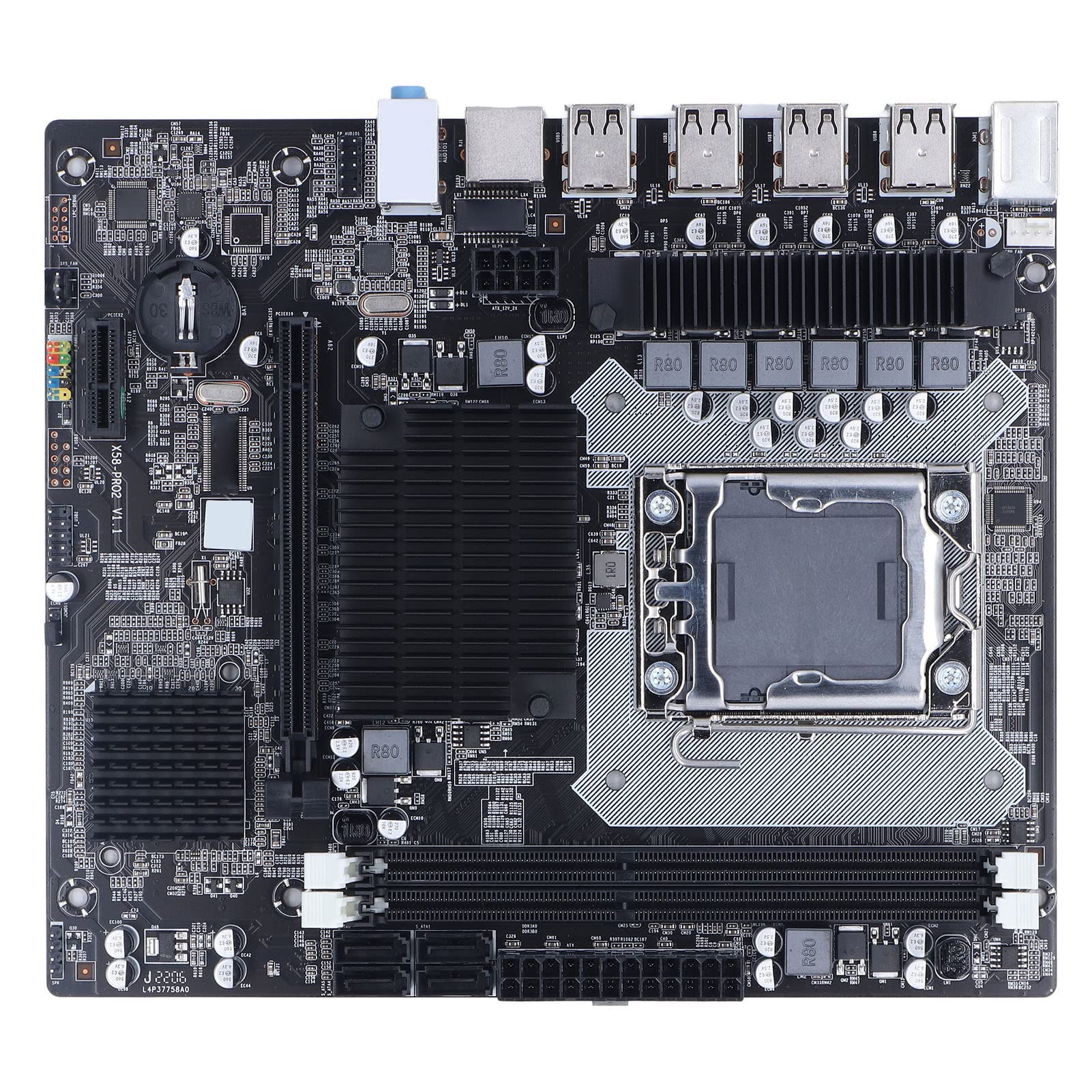 X58 Gaming Motherboard, 2 DDR3 LGA 1366 Pins Gaming Motherboard Support ECC Memory USB2.0 SATA Port PCB Motherboard for Desktop, Computer Accessories