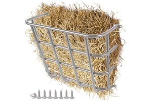 ICITYWALL Hay Feeder Goat, 24.4 x 20.8 x 12.6 Multiple Sided Goat Hay Rack, Heavy Duty Galvanized Metal Wall Hay Rack for Sheep Horses, etc(Silver)