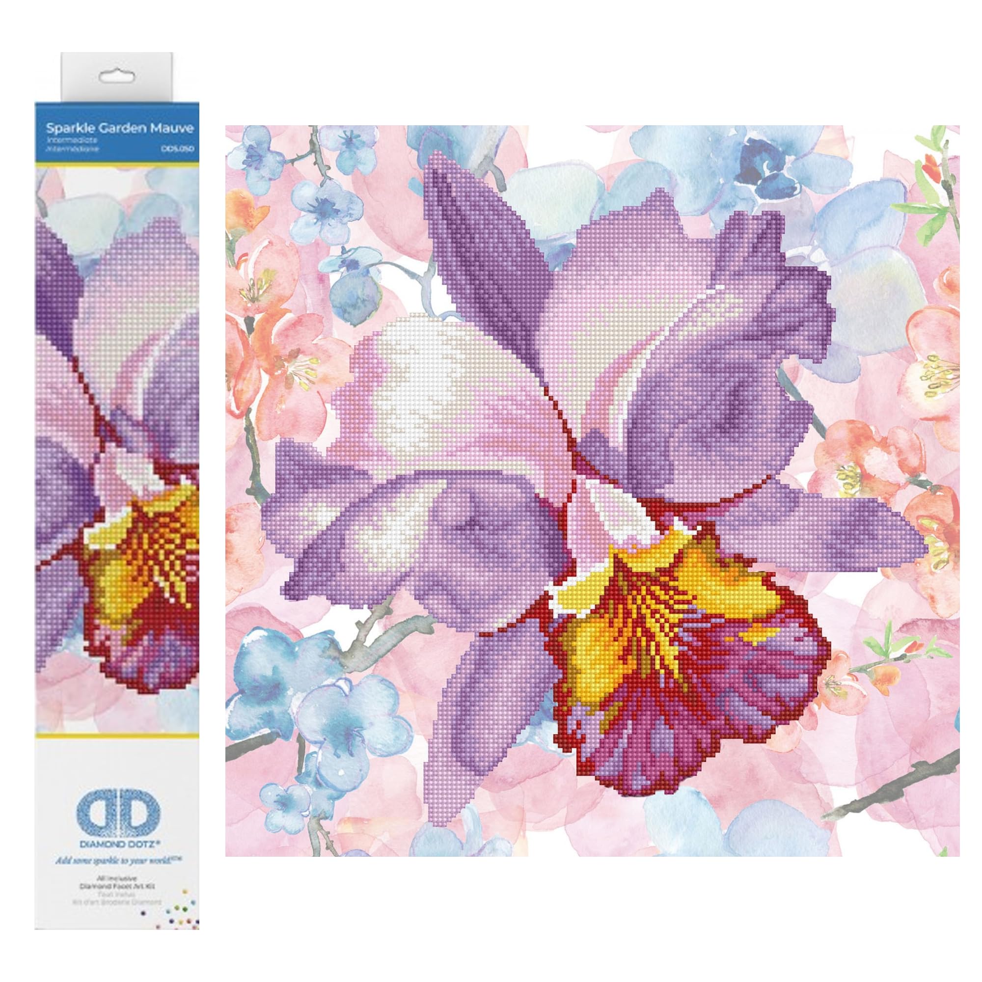 DIAMOND DOTZ Painting, Beginner Kit, Sparkle Garden Mauve, 30.5 x 30.5cm