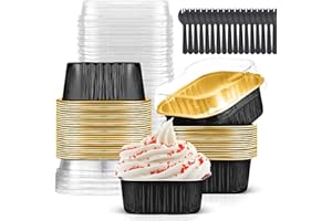 Findful Mini Cake Pans With Lids (10oz,40 Pack) Aluminum Foil Square Cupcake Liners Brownie Baking Cups,Disposable 4”x4” Large Cupcake Pan,Jumbo Muffin Tin Ramekins Holders