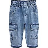 KIDSCOOL SPACE Baby Jeans,Little Toddler Kids Elastic Waist with D-Ring Stretch Cargo Denim Pants