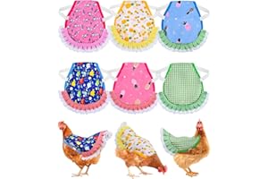 ABONDEVER 6pcs Hen Saddle Apron，Waterproof Chicken Saddle Hen Apron with Elastic Chicken Jacket Straps Hen Apron Poultry Protector Wing Back Protector Print Feather Protective Jacket(B)