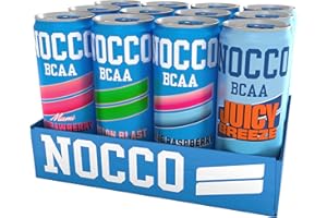 NOCCO BCAA Energy Drink Summer Variety Pack - 12 Fl Oz (Pack of 12) - 180mg Caffeine, 200 mg Caffeine, Sugar Free Energy Drinks - Carbonated, Low Calorie, BCAAs, Vitamin B6, B12, & Biotin - Grab & Go Performance Drink