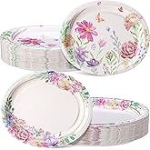 Havawish 100 Pcs Spring Easter Floral Oval Paper Plates, 10" x 12" Disposable Dinner Serving Platters Large Heavy Duty Paper Plates for Wedding, Bridal, Baby Showers, Birthday, Floral Party Supplies