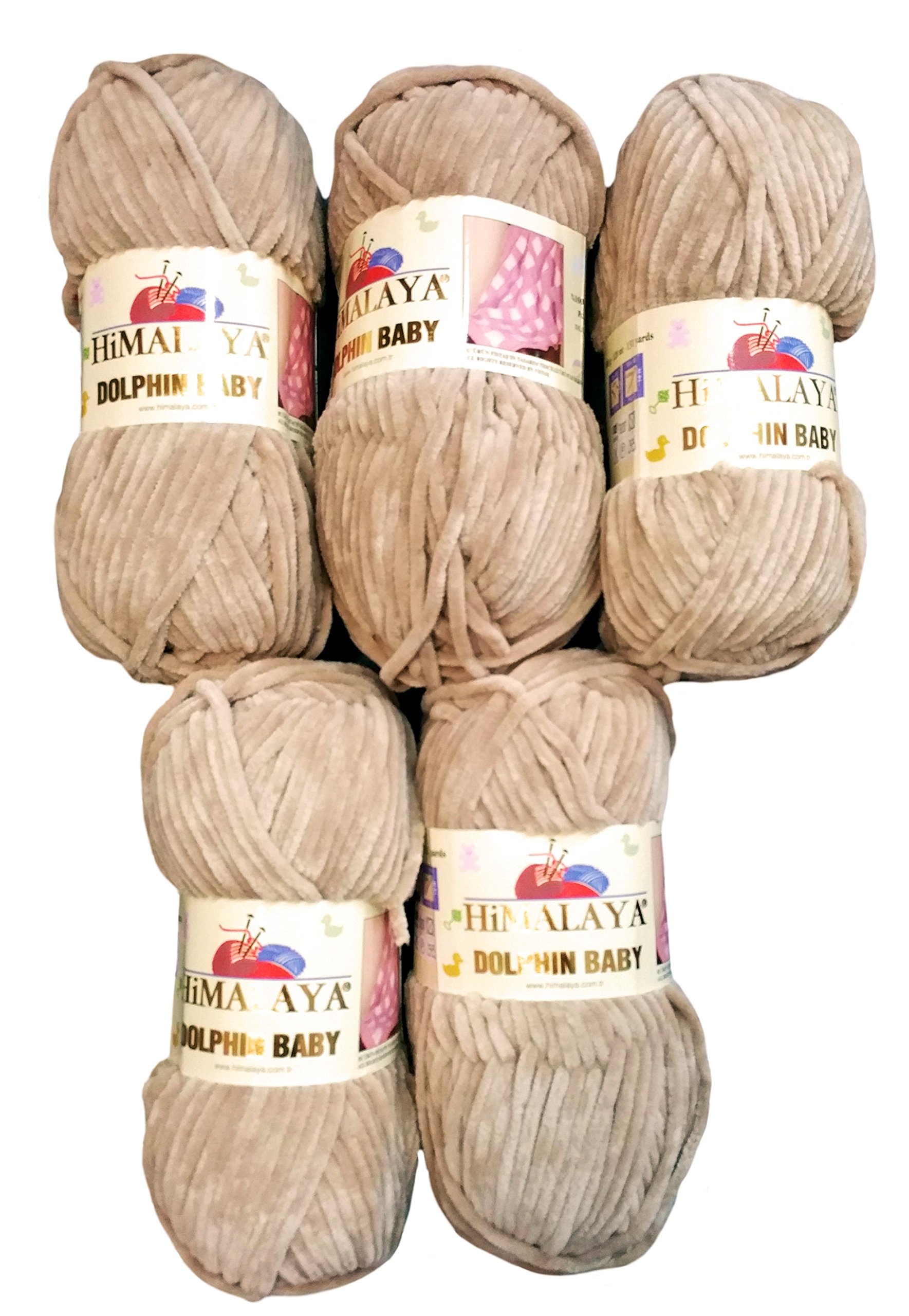 5 x 100 g Himalaya dolphin baby wool, knitting wool, yarn, knitting wool, 500 g, super bulky, Hell Beige 80317, 35_x_25 CM