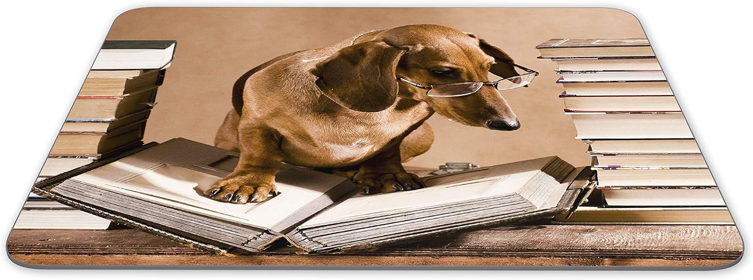 Destination Vinyl Ltd Dachshund Book Worm Mouse Mat Pad - Sausage Dog Puppy Funny Computer #15224, Multicolor, 23.5cm x 19.6cm x 5mm - Image 3