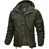 MAGCOMSEN Men's Winter Jacket Cotton Fleece Lined Warm Jackets Work Cargo Military Coats with 6 Pockets