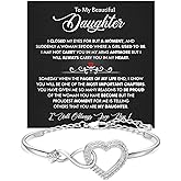 Larvincy To My Daughter Bracelet From Mom & Dad With Heartfelt Message & Elegant Box, Jewelry Gift For Women From Mother Father On Graduation, Birthday, Wedding, Christmas & More