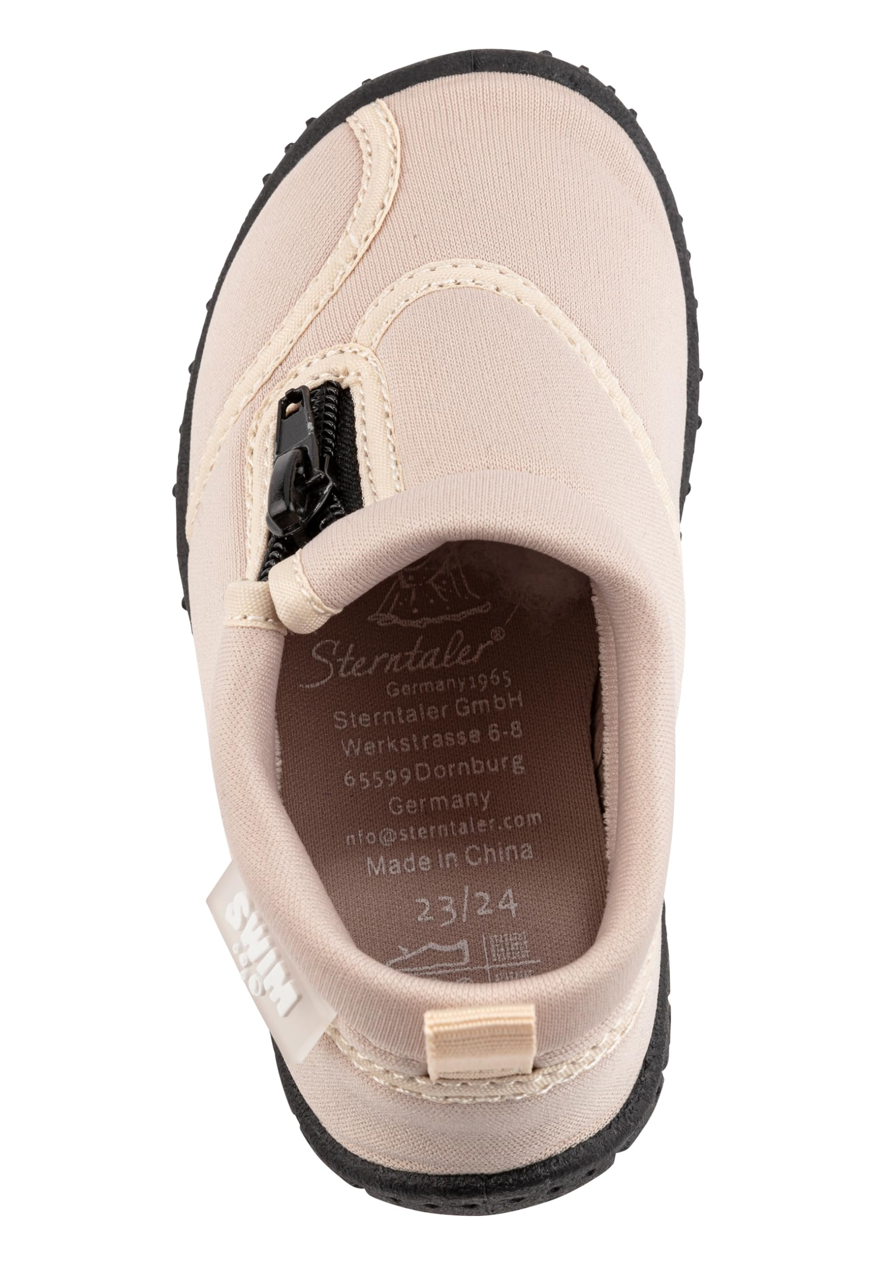 Sterntaler Badeschuhe Zipper – Unisex Baby Aquaschuhe mit seitlichem Reißverschluss – Strukturierte Sohle – Kinder Wasserschuhe - flexibel & schnelltrocknend - Bademode - Farbe beige, Größe 20 5