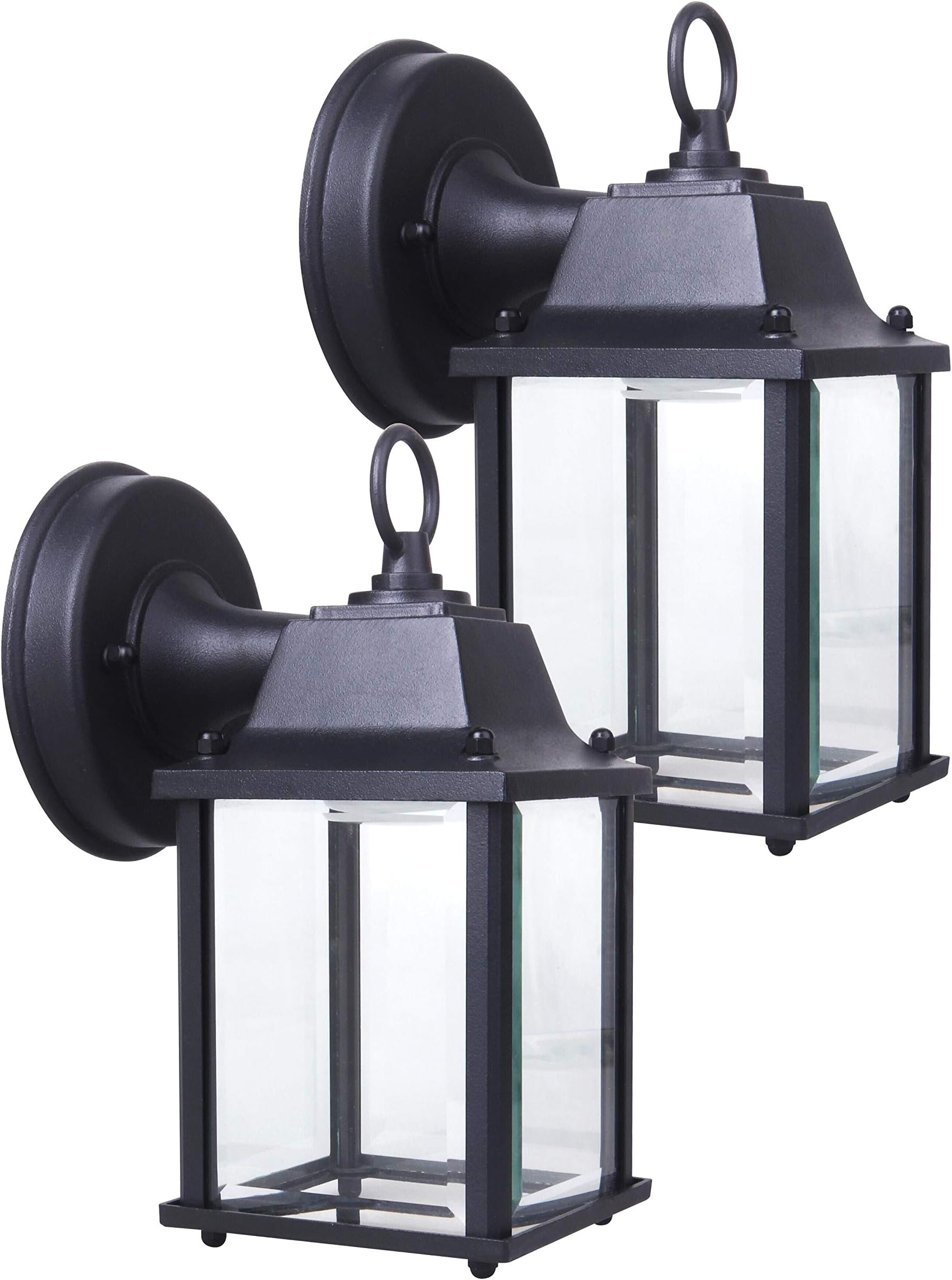 CORAMDEO 2-Pack Outdoor LED Wall Lantern, Wall Sconce 9.5W Replace 75W Traditional Lighting Fixtures, 800 Lumen, Water-Proof, Aluminum Housing Plus Glass, ETL and Energy Star Certified