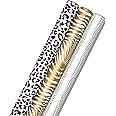 Hallmark Animal Print Wrapping Paper with Cut Lines on Reverse (3-Pack: 85 sq. ft. ttl) for Birthdays, Christmas, Graduations, Valentine's Day, Mother's Day