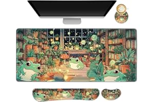 NXZGO Large Gaming Mouse Pad Set, 4 in 1 Ergonomics Keyboard Desk Mat with Memory Foam Wrist Rest, Computer PC Extended Game 