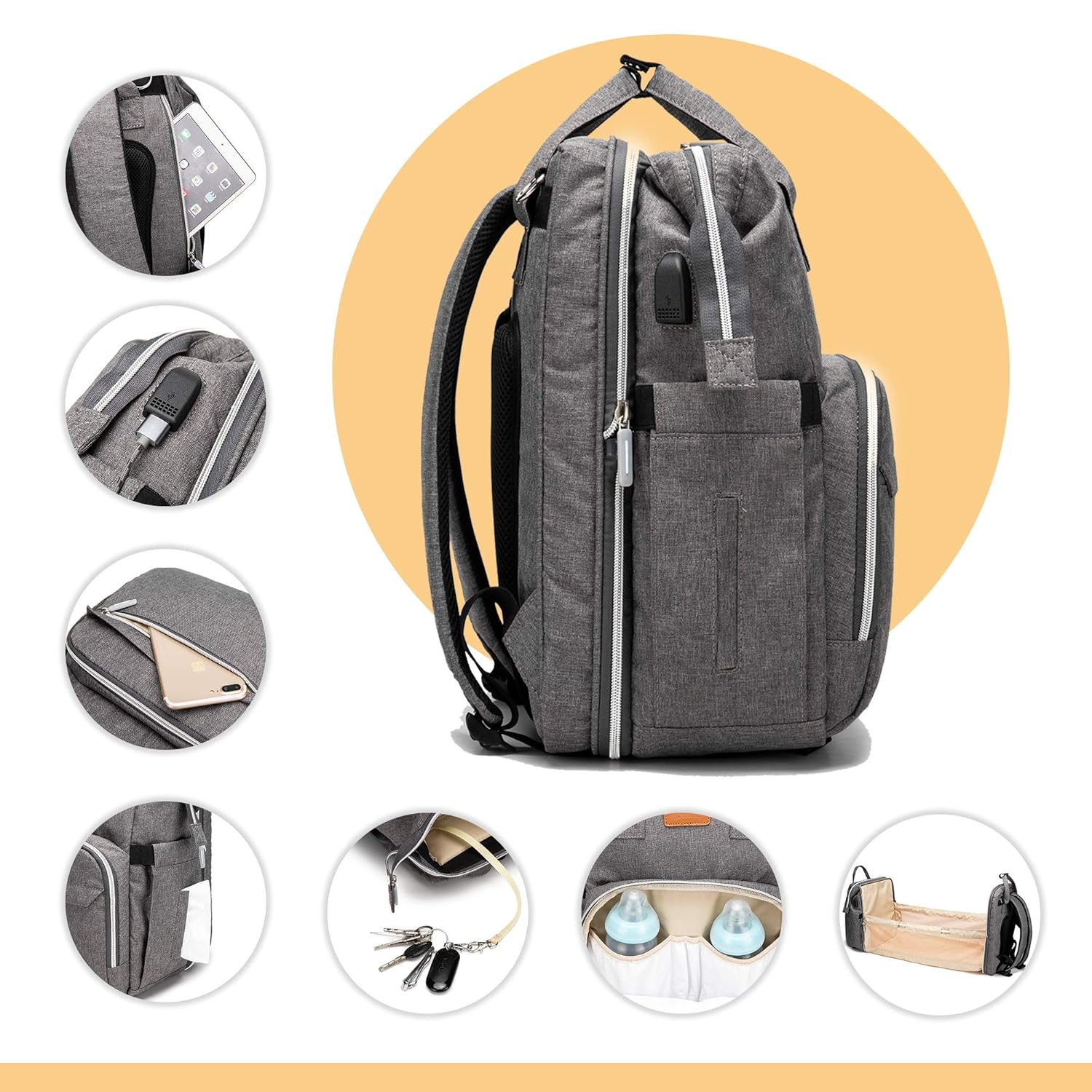diaper bag with built in changing station