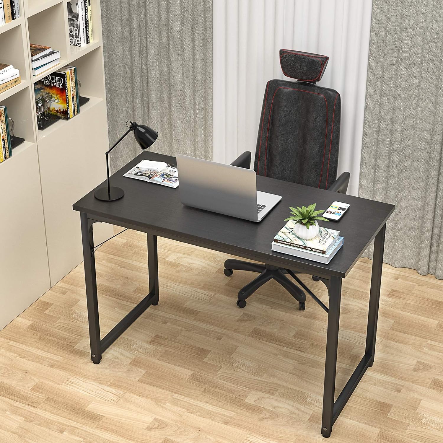Homfio Computer Table 32 Inch Study Writing Home Office Desks, Modern Simple Sturdy PC Laptop Gaming Desk, Multi Usage Workstation Wood Work Table for Small Space, Easy to Assemble, Black: Kitchen & Dining
